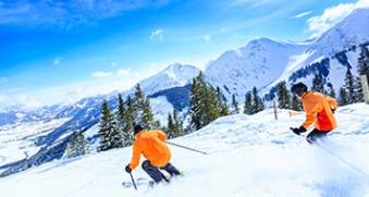 ski deux skieurs piste