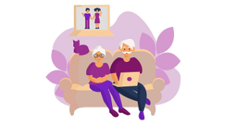 illustration Couple retraite ordinateur