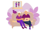 illustration Couple retraite ordinateur
