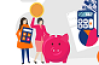 illustration budget cochon calculatrice compte
