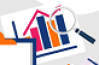 illustration graphique investissement loupe