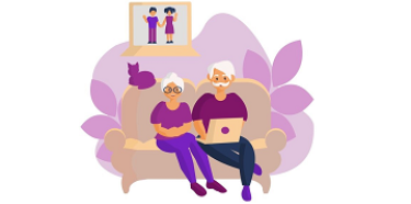 illustration Couple retraite ordinateur