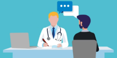 Un médecin et un patient autour d'une table